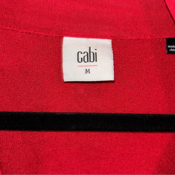 CAbi Tess Tee Firebrick Red Tie Bow Neck Pullover Women’s Blouse size Medium - Picture 7 of 8